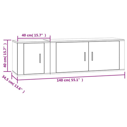 Set di Mobili Porta TV 2 pz Bianco Lucido in Legno Multistrato - homemem39