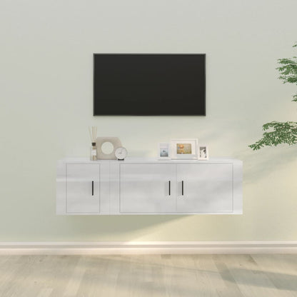 Set di Mobili Porta TV 2 pz Bianco Lucido in Legno Multistrato - homemem39