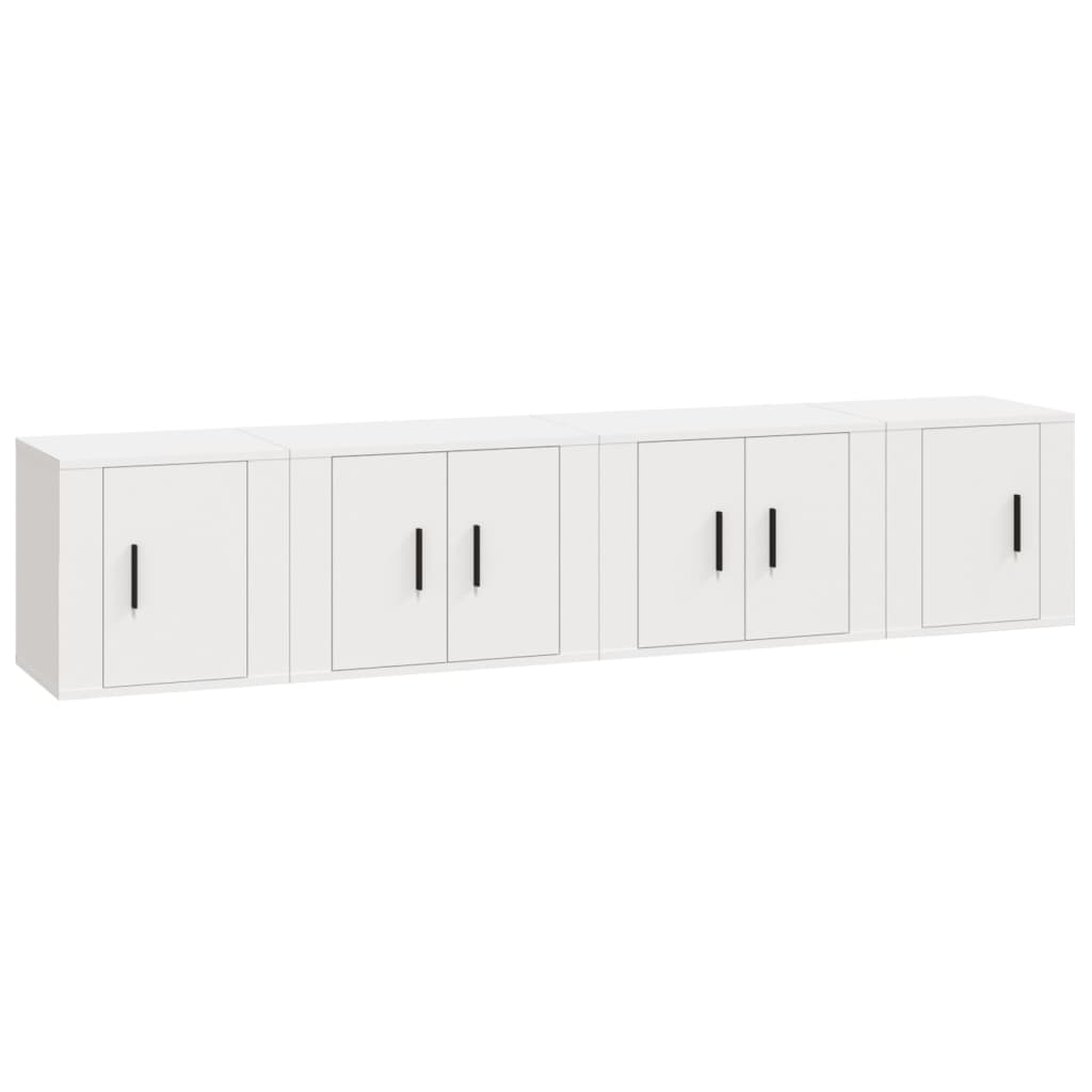 Set di Mobili Porta TV 4 pz Bianco in Legno Multistrato - homemem39