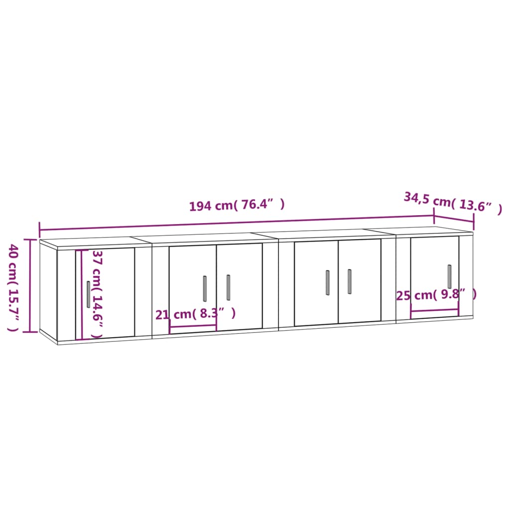 Set di Mobili Porta TV 4 pz Bianco in Legno Multistrato - homemem39