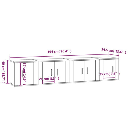 Set di Mobili Porta TV 4 pz Bianco in Legno Multistrato - homemem39