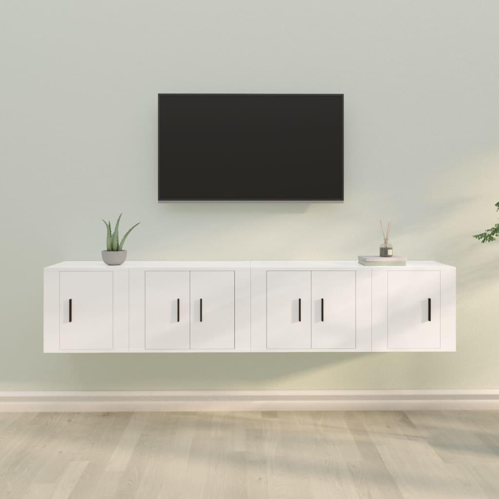 Set di Mobili Porta TV 4 pz Bianco in Legno Multistrato - homemem39