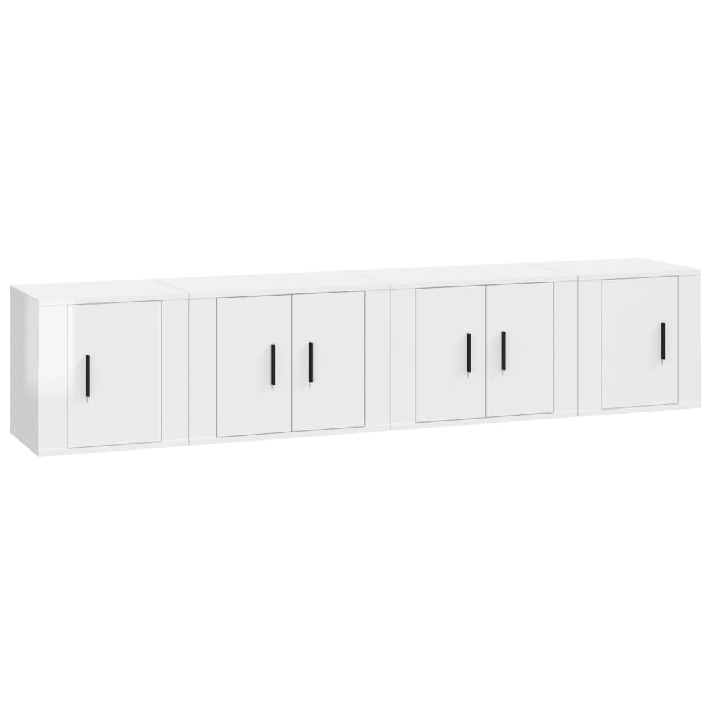 Set di Mobili Porta TV 4 pz Bianco Lucido in Legno Multistrato - homemem39