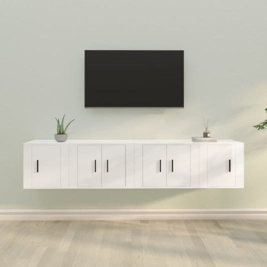 Set di Mobili Porta TV 4 pz Bianco Lucido in Legno Multistrato - homemem39