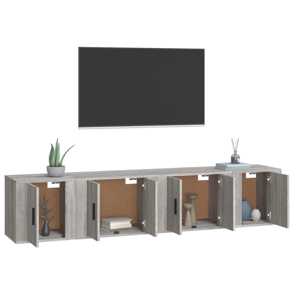 Set di Mobili Porta TV 4 pz Grigio Sonoma in Legno Multistrato - homemem39