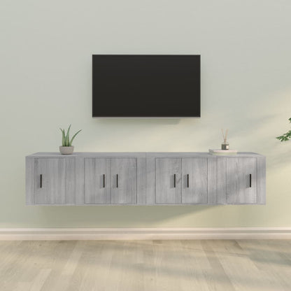 Set di Mobili Porta TV 4 pz Grigio Sonoma in Legno Multistrato - homemem39