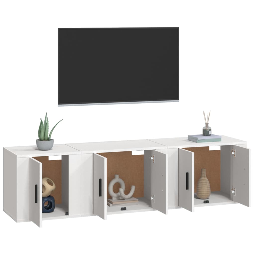 Set Mobili Porta TV 3 pz Bianco in Legno Multistrato - homemem39