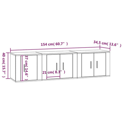 Set Mobili Porta TV 3 pz Bianco in Legno Multistrato - homemem39