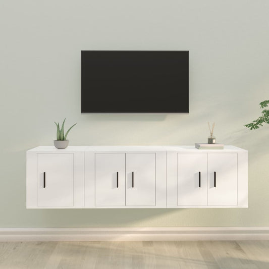 Set Mobili Porta TV 3 pz Bianco in Legno Multistrato - homemem39