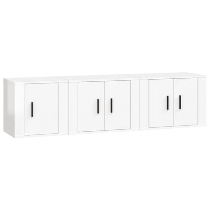 Set Mobili Porta TV 3 pz Bianco Lucido in Legno Multistrato - homemem39