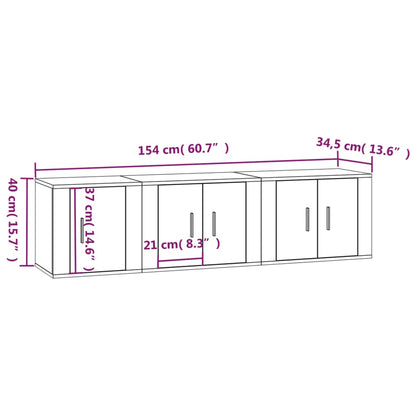 Set Mobili Porta TV 3 pz Bianco Lucido in Legno Multistrato - homemem39