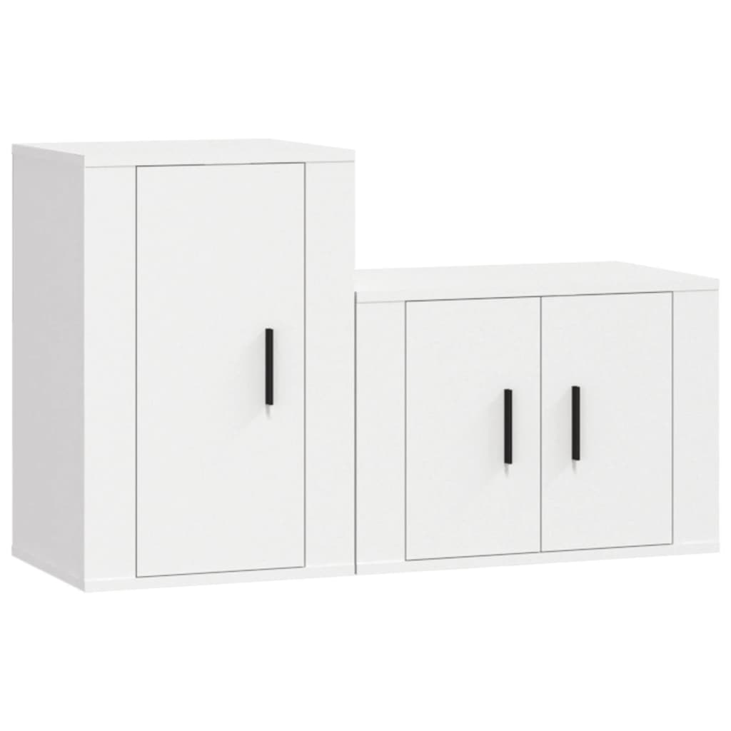 Set di Mobili Porta TV 2 pz Bianco in Legno Multistrato - homemem39