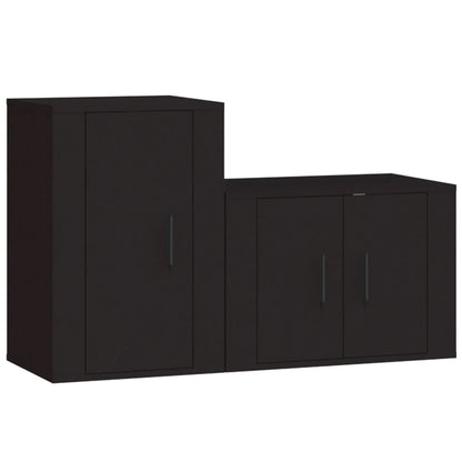 Set Mobili Porta TV 2 pz Nero in Legno Multistrato - homemem39