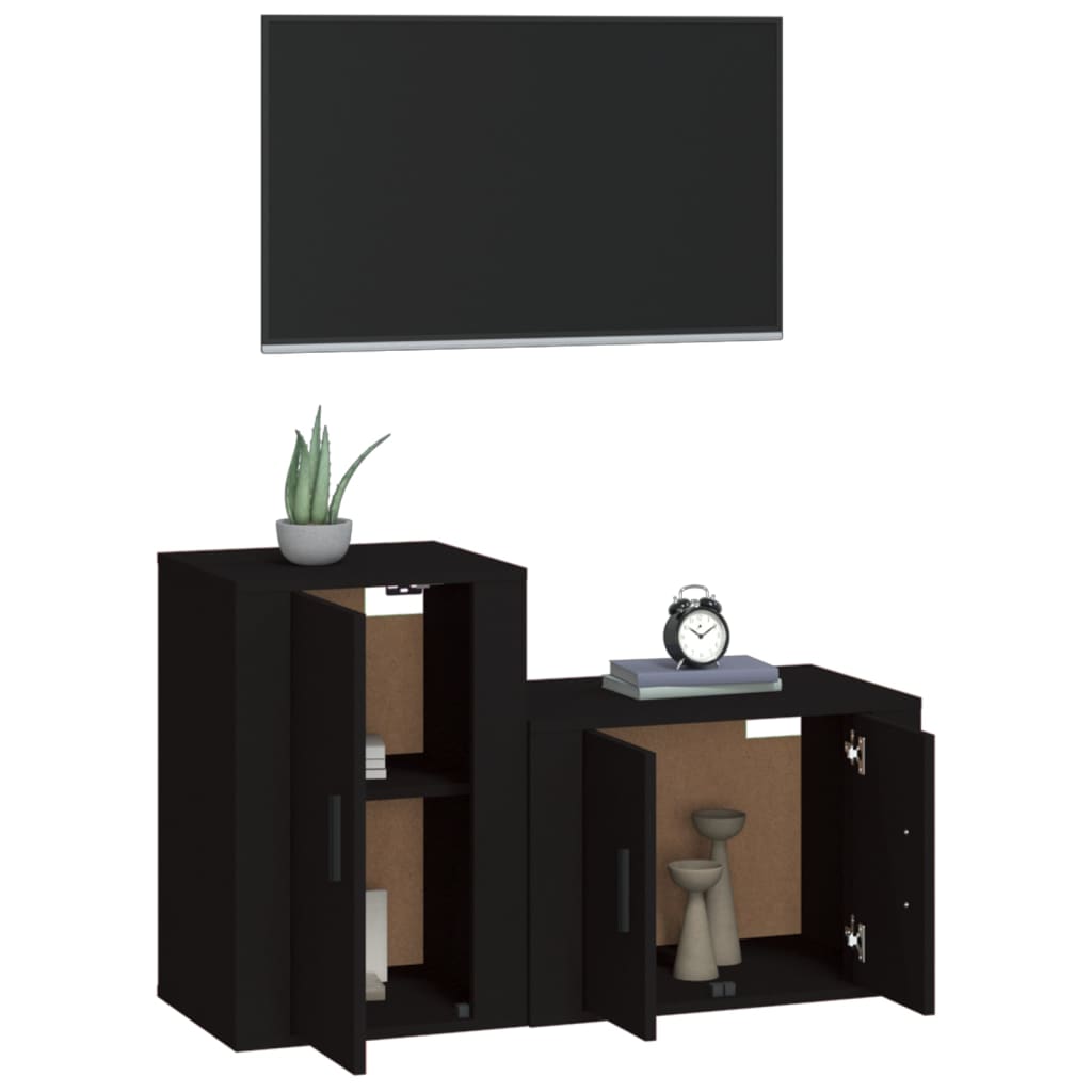 Set Mobili Porta TV 2 pz Nero in Legno Multistrato - homemem39