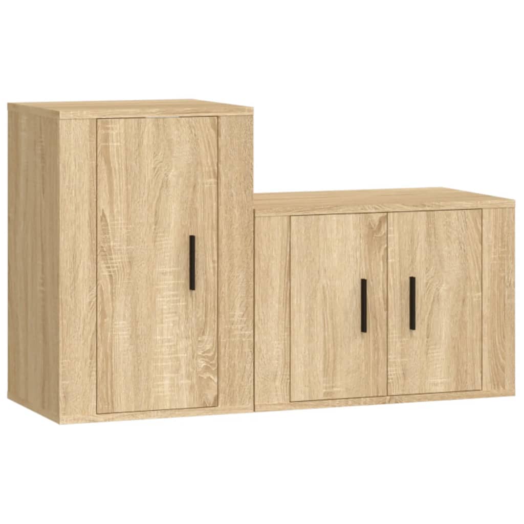 Set di Mobili Porta TV 2 pz Rovere Sonoma in Legno Multistrato - homemem39