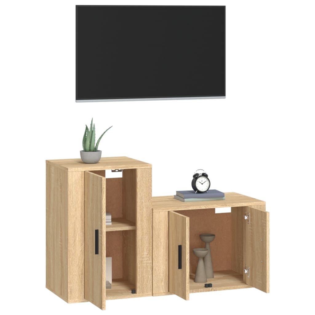 Set di Mobili Porta TV 2 pz Rovere Sonoma in Legno Multistrato - homemem39