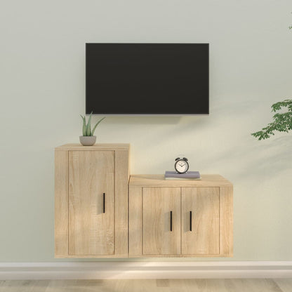 Set di Mobili Porta TV 2 pz Rovere Sonoma in Legno Multistrato - homemem39