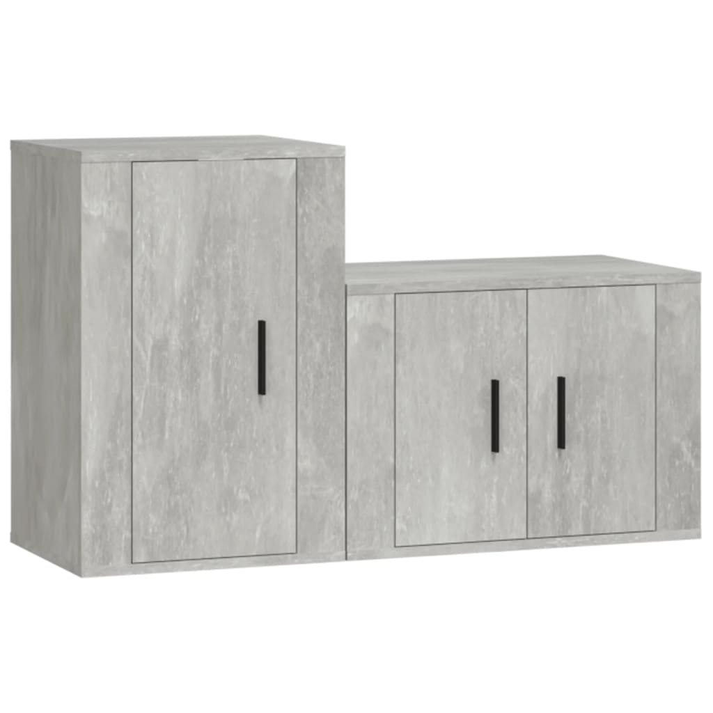 Set di Mobili Porta TV 2 pz Grigio Cemento in Legno Multistrato - homemem39