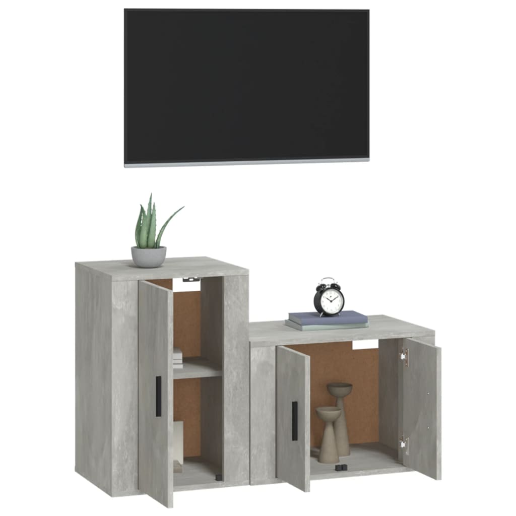 Set di Mobili Porta TV 2 pz Grigio Cemento in Legno Multistrato - homemem39