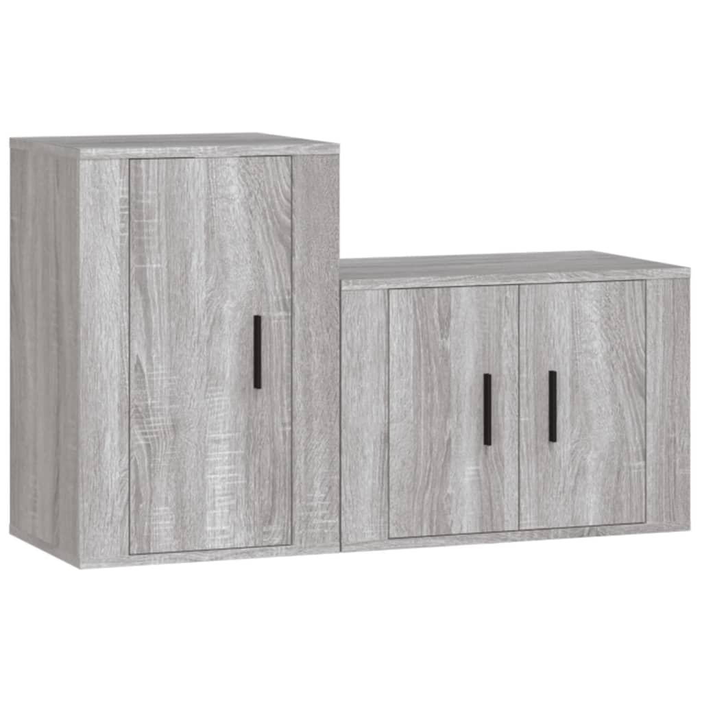 Set Mobili Porta TV 2 pz Grigio Sonoma in Legno Multistrato - homemem39