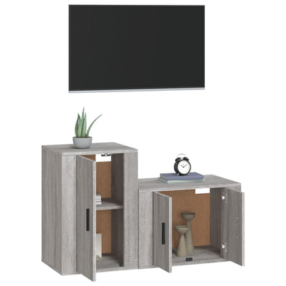 Set Mobili Porta TV 2 pz Grigio Sonoma in Legno Multistrato - homemem39