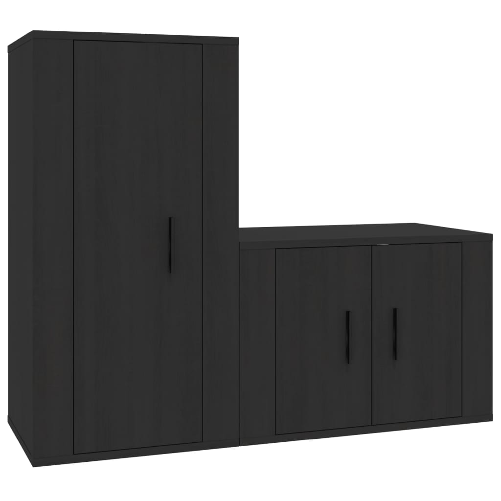 Set Mobili Porta TV 2 pz Nero in Legno Multistrato - homemem39