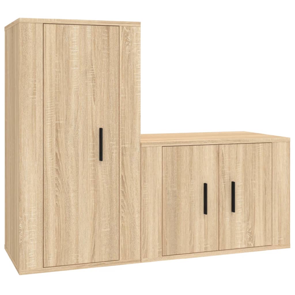 Set di Mobili Porta TV 2 pz Rovere Sonoma in Legno Multistrato - homemem39