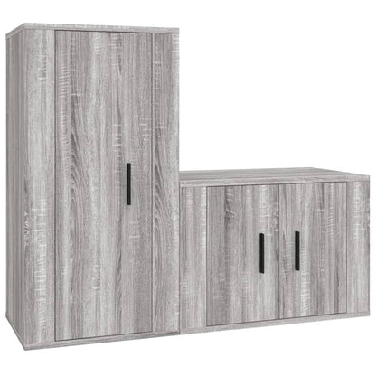 Set Mobili Porta TV 2 pz Grigio Sonoma in Legno Multistrato - homemem39