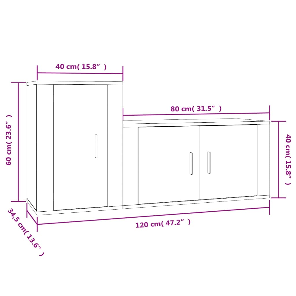 Set Mobili Porta TV 2 pz Nero in Legno Multistrato - homemem39