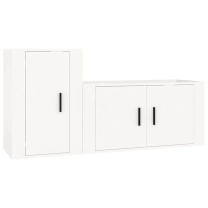 Set di Mobili Porta TV 2 pz Bianco Lucido in Legno Multistrato - homemem39