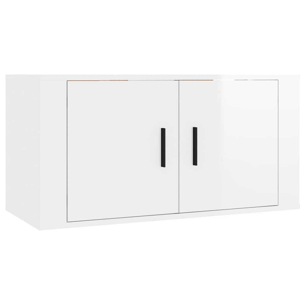 Set di Mobili Porta TV 2 pz Bianco Lucido in Legno Multistrato - homemem39