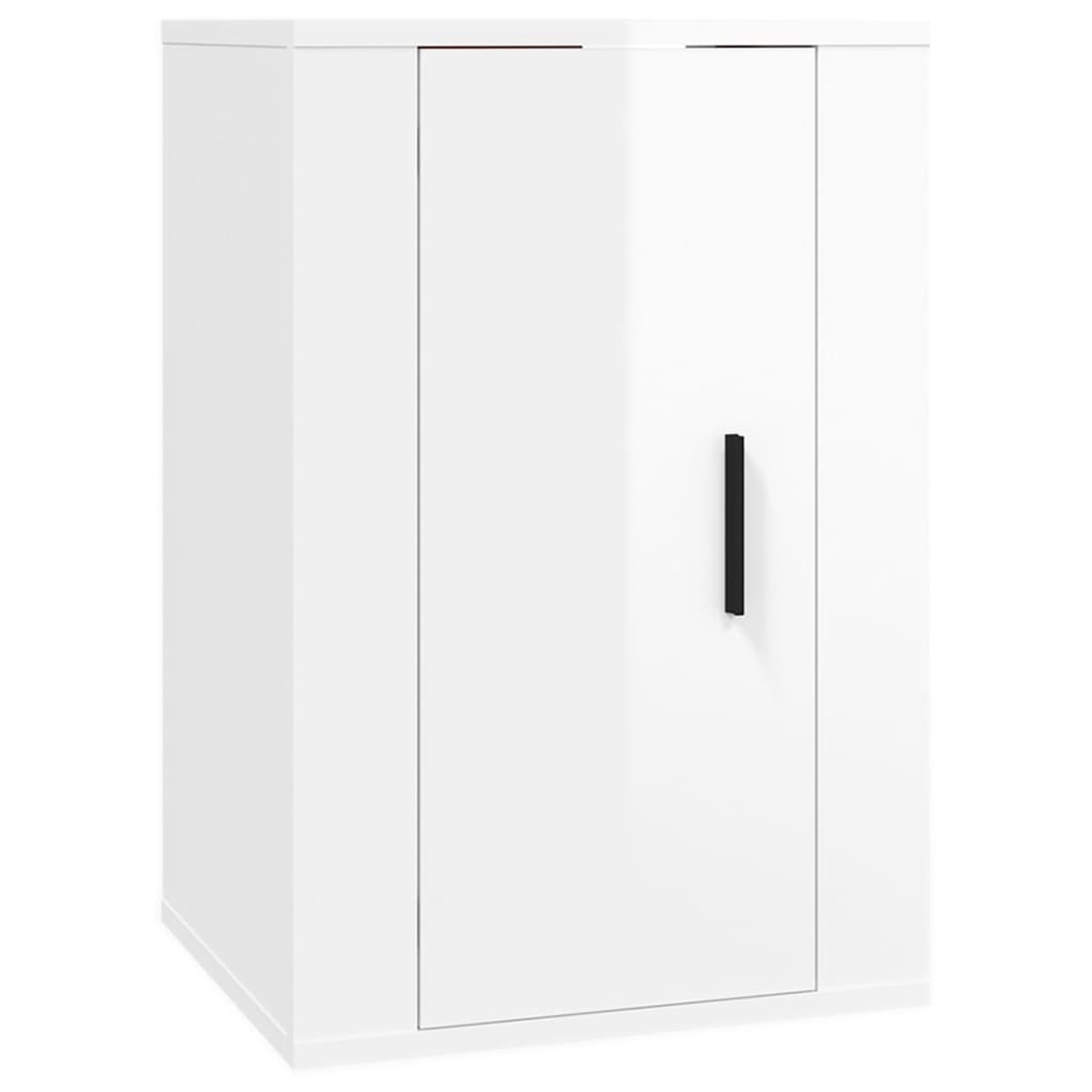 Set di Mobili Porta TV 2 pz Bianco Lucido in Legno Multistrato - homemem39