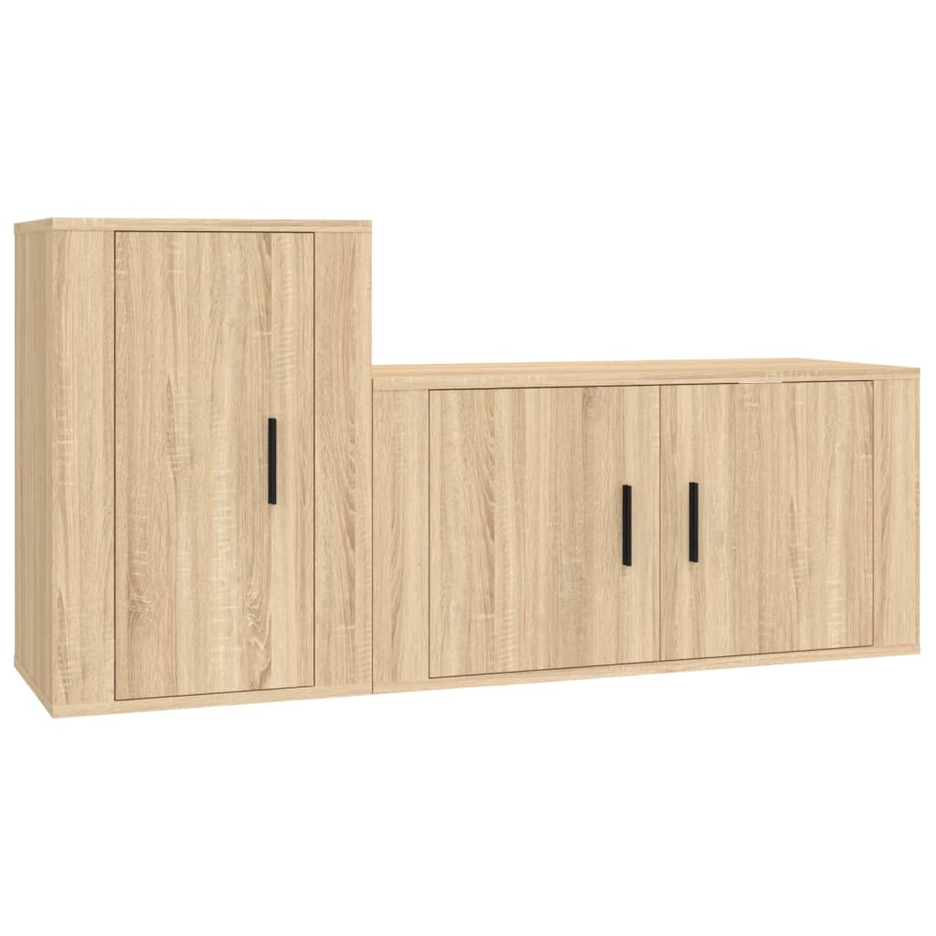 Set di Mobili Porta TV 2 pz Rovere Sonoma in Legno Multistrato - homemem39