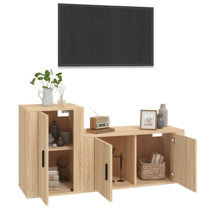 Set di Mobili Porta TV 2 pz Rovere Sonoma in Legno Multistrato - homemem39