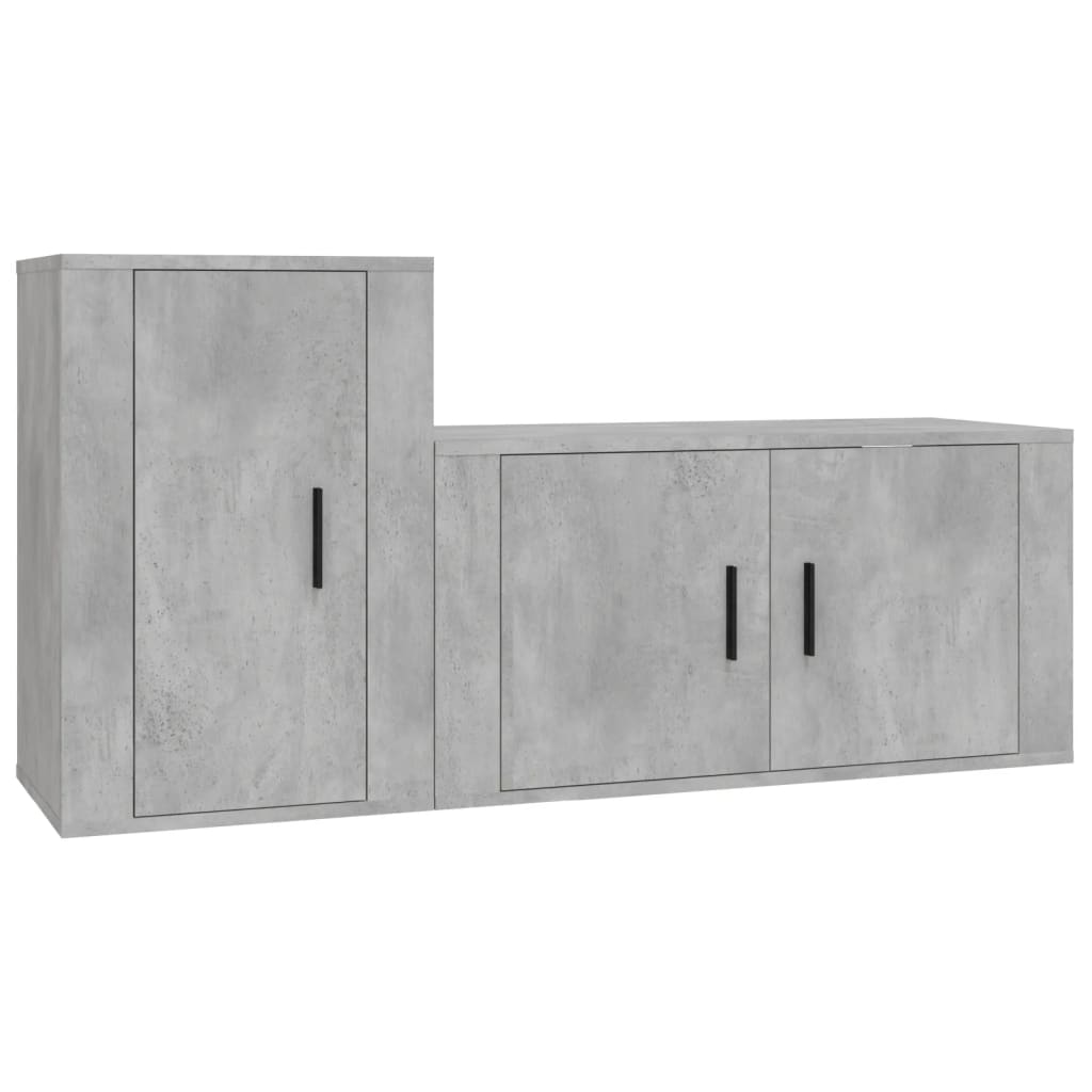 Set di Mobili Porta TV 2 pz Grigio Cemento in Legno Multistrato - homemem39