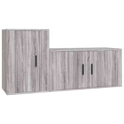 Set Mobili Porta TV 2 pz Grigio Sonoma in Legno Multistrato - homemem39