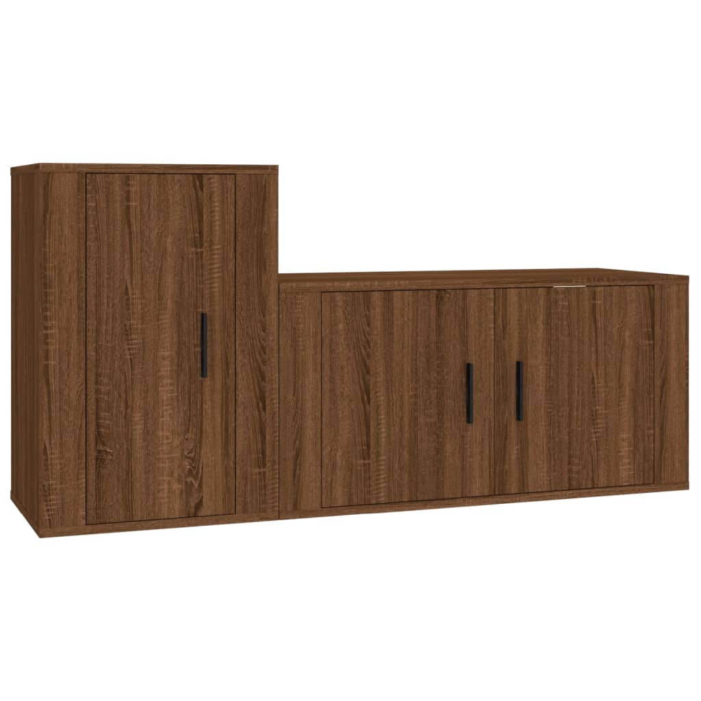 Set Mobili Porta TV 2 pz Rovere Marrone in Legno Multistrato - homemem39