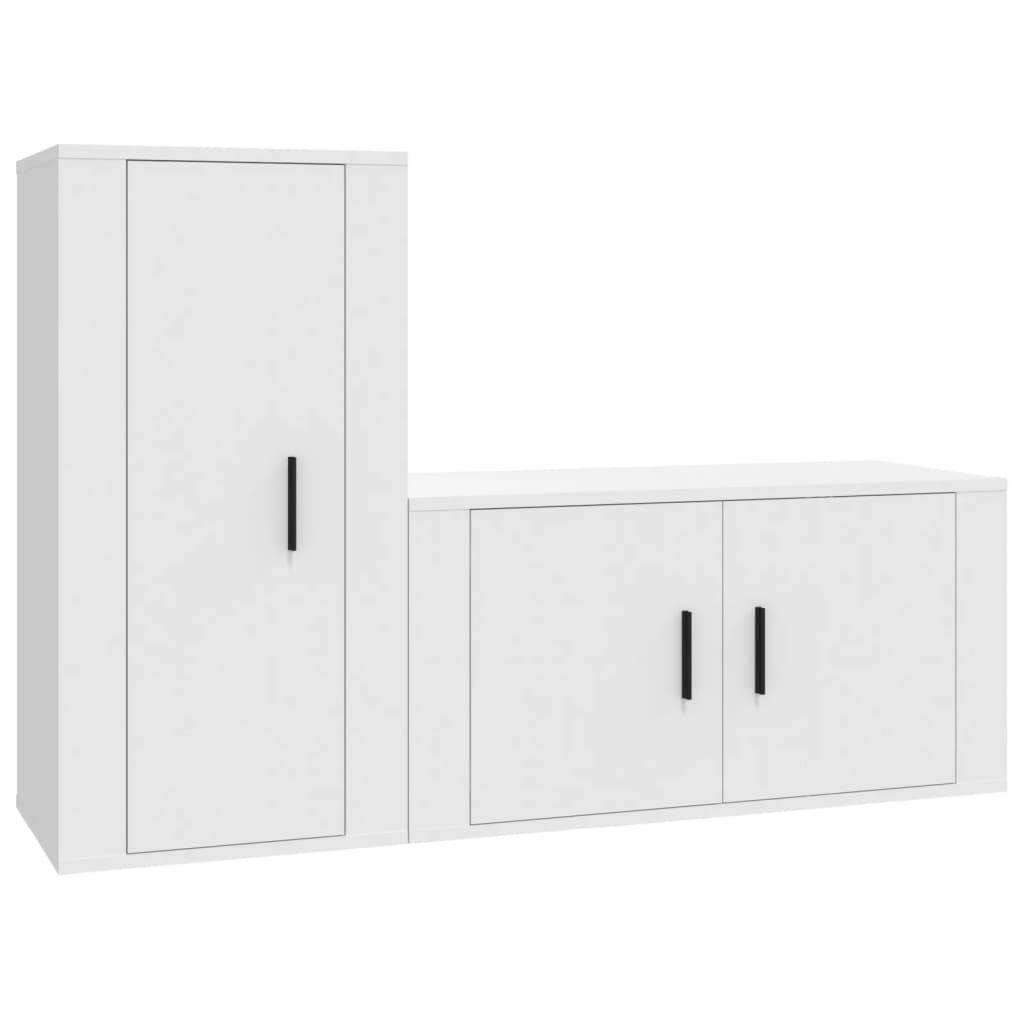 Set di Mobili Porta TV 2 pz Bianco in Legno Multistrato - homemem39