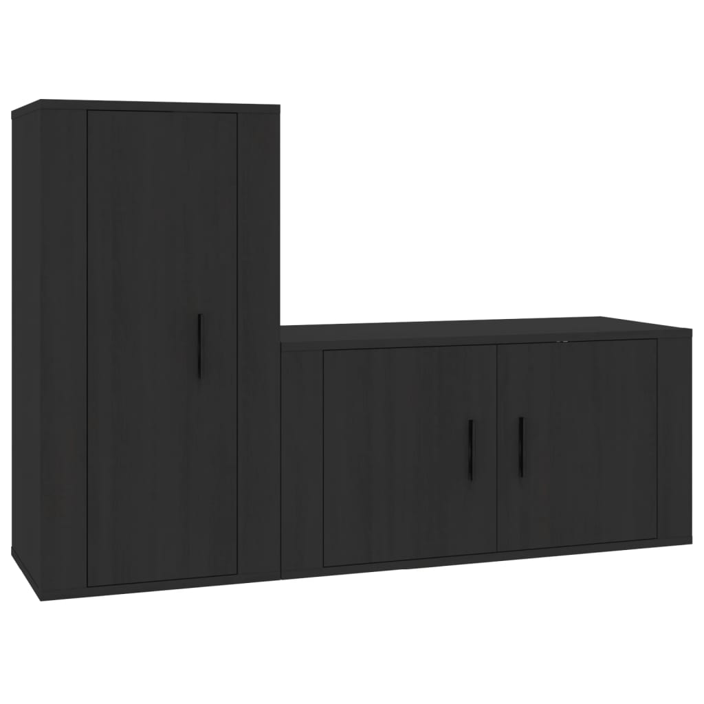 Set Mobili Porta TV 2 pz Nero in Legno Multistrato - homemem39