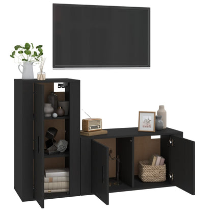 Set Mobili Porta TV 2 pz Nero in Legno Multistrato - homemem39