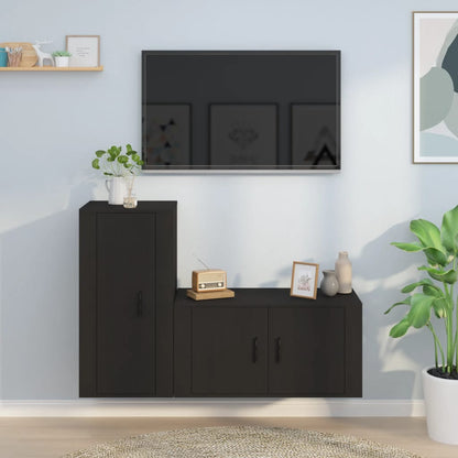 Set Mobili Porta TV 2 pz Nero in Legno Multistrato - homemem39