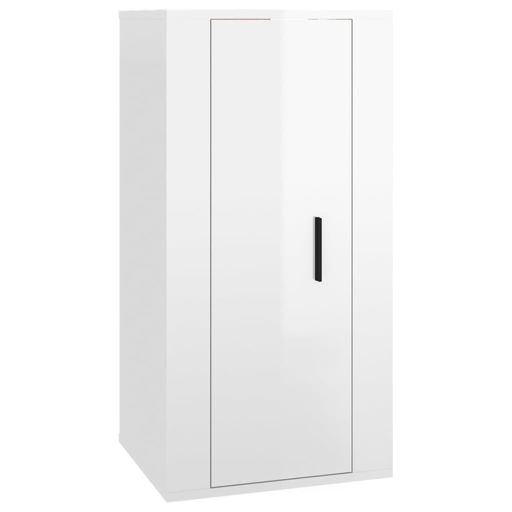 Set di Mobili Porta TV 2 pz Bianco Lucido in Legno Multistrato - homemem39