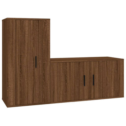 Set Mobili Porta TV 2 pz Rovere Marrone in Legno Multistrato - homemem39