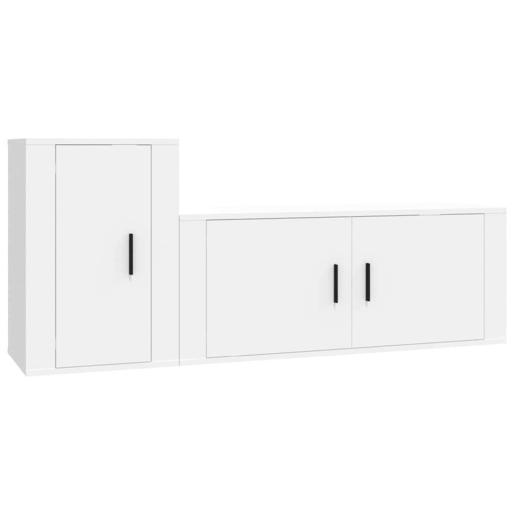 Set di Mobili Porta TV 2 pz Bianco in Legno Multistrato - homemem39