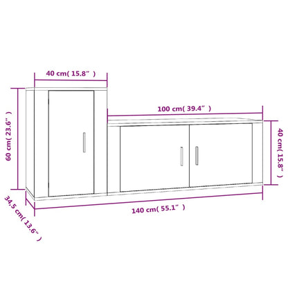 Set di Mobili Porta TV 2 pz Bianco Lucido in Legno Multistrato - homemem39