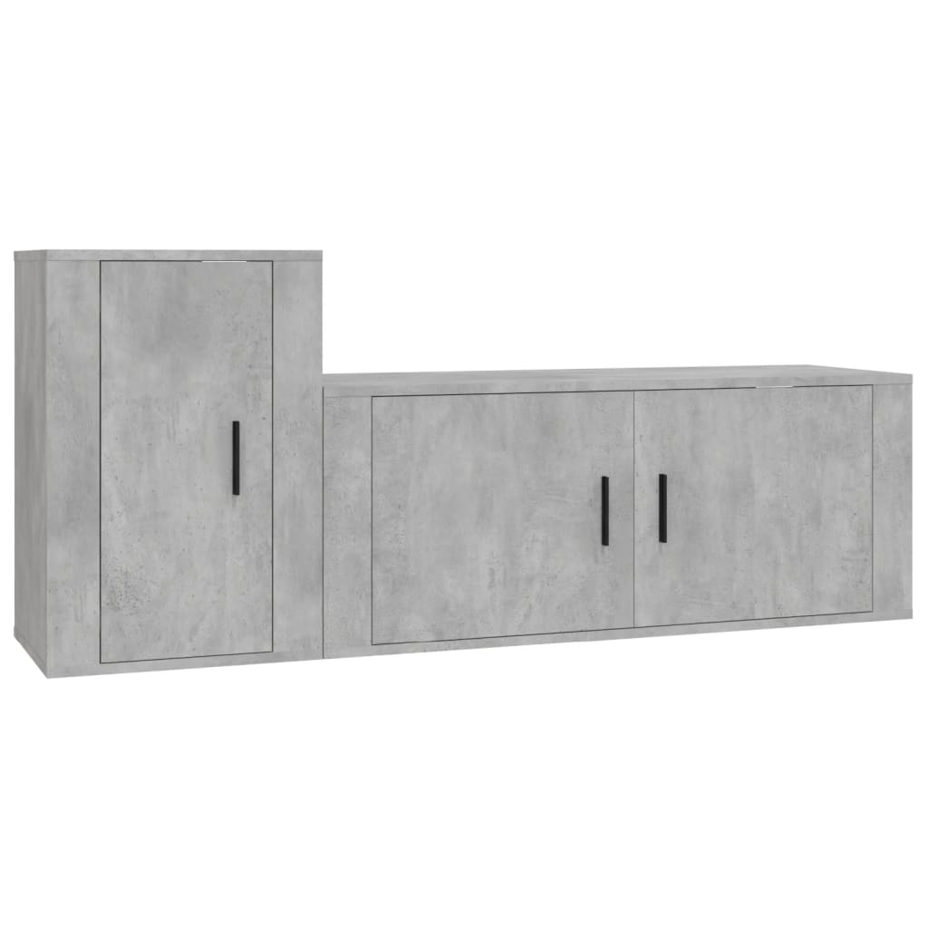 Set di Mobili Porta TV 2 pz Grigio Cemento in Legno Multistrato - homemem39