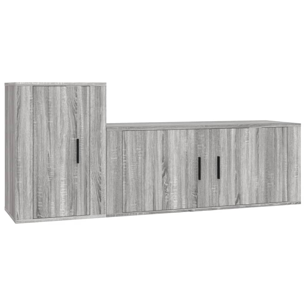 Set Mobili Porta TV 2 pz Grigio Sonoma in Legno Multistrato - homemem39