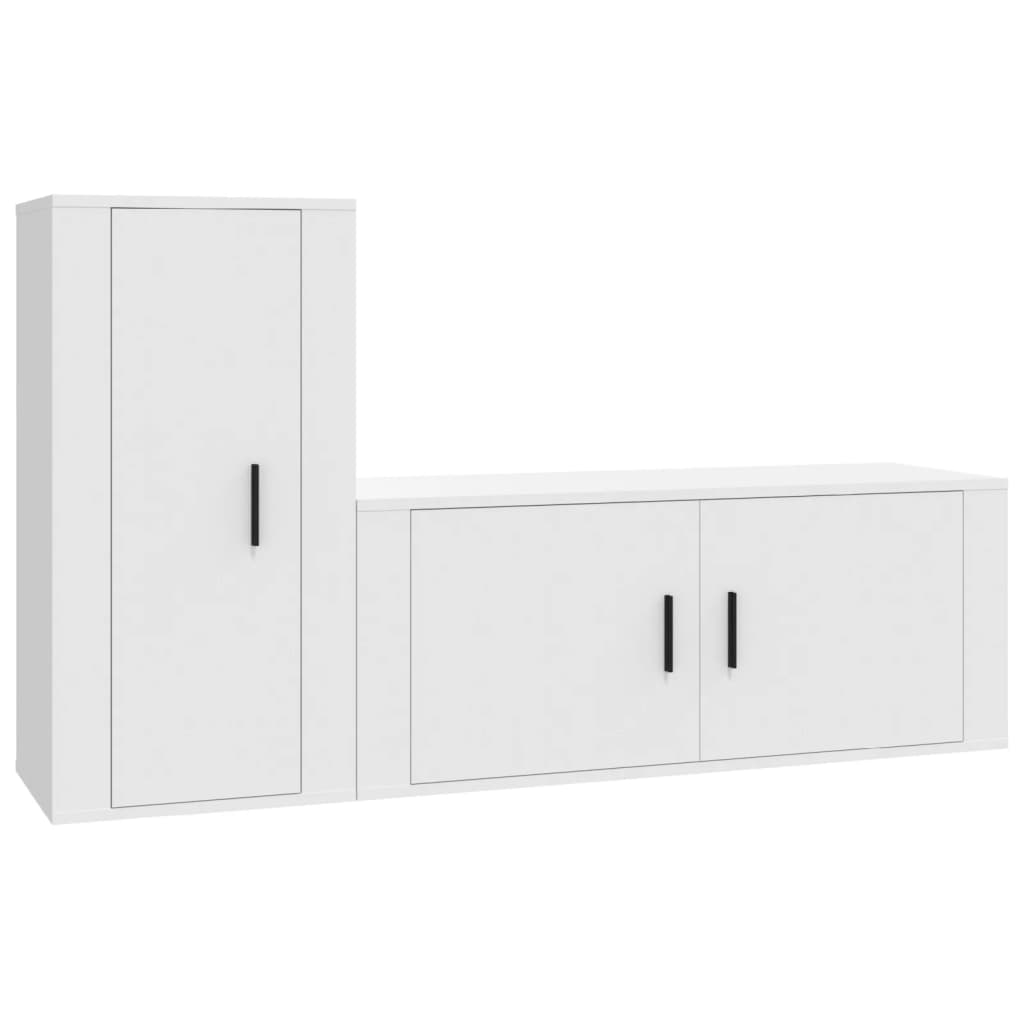 Set di Mobili Porta TV 2 pz Bianco in Legno Multistrato - homemem39