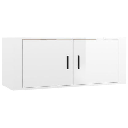 Set di Mobili Porta TV 2 pz Bianco Lucido in Legno Multistrato - homemem39