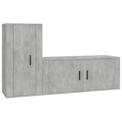 Set di Mobili Porta TV 2 pz Grigio Cemento in Legno Multistrato - homemem39